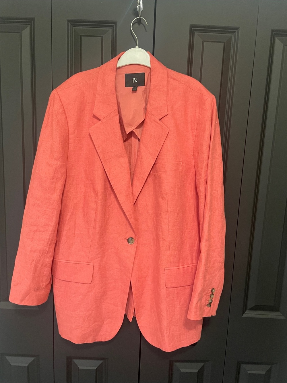 Banana Republic Coral Linen Single-Button Blazer